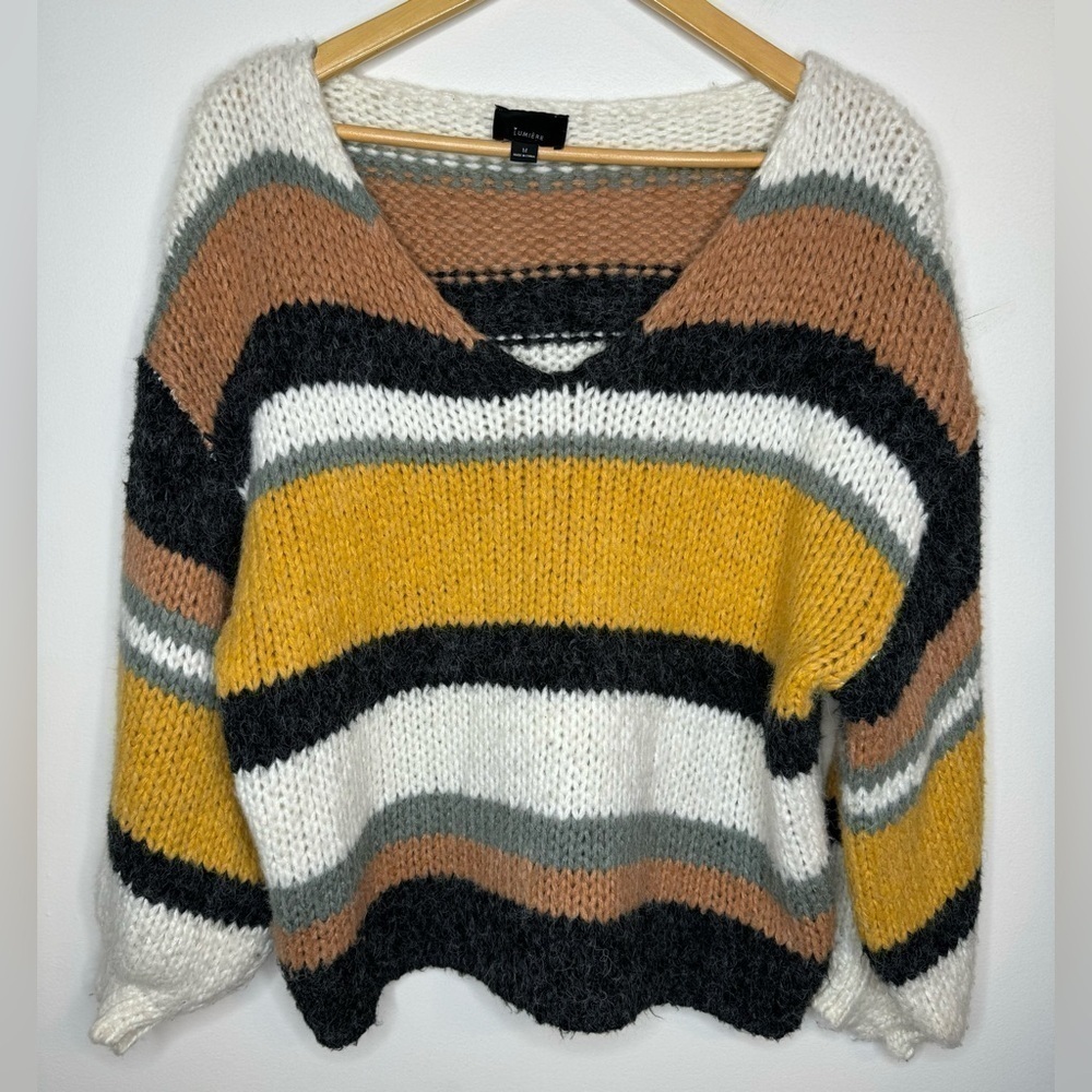 Lumiere Women’s Striped Chunky Drop Sleeve Sweater Size M